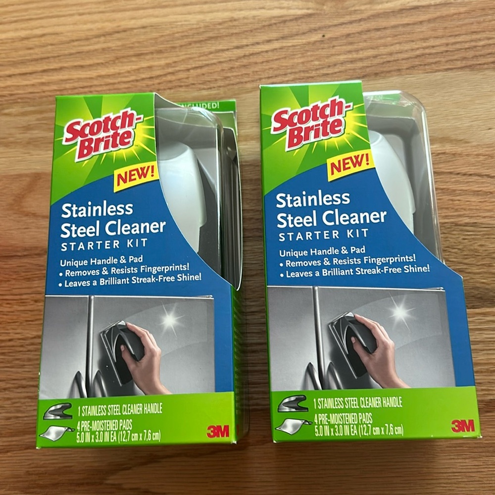 Set of 2 Scotch-Brite Stainless Steel Cleaner Kit for fridge dishwasher cleaning